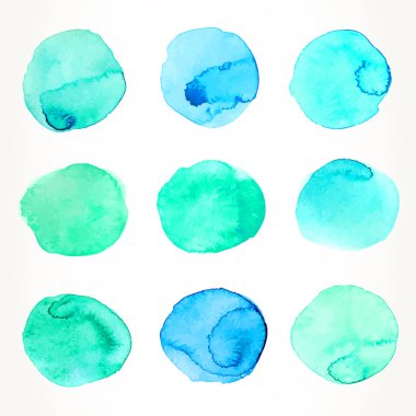 Mavi ve yeşil suluboya daireler