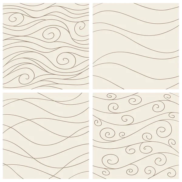 ヴィンテージの波状パターン セット — ストックベクタ