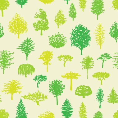 Orman ağaçları siluetleri seamless modeli