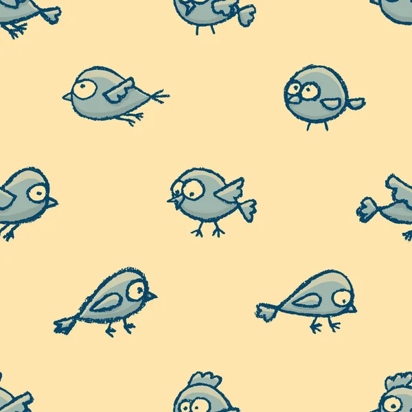 Petits oiseaux mignons motif sans couture — Image vectorielle