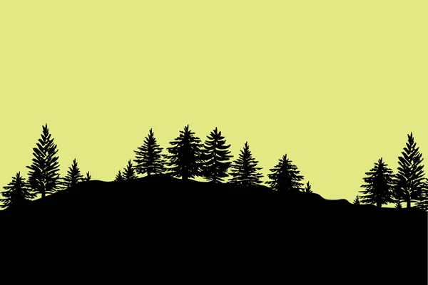 Bos bomen silhouetten achtergrond — Stockvector