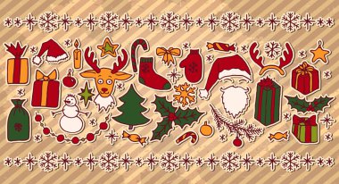 Noel doodle öğeleri