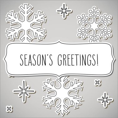 Kağıt kar taneleri çerçeve ve mutlu bayramlar