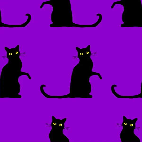 Halloween cats pattern — Stock Vector