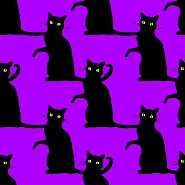 Patrón de gatos de Halloween — Vector de stock