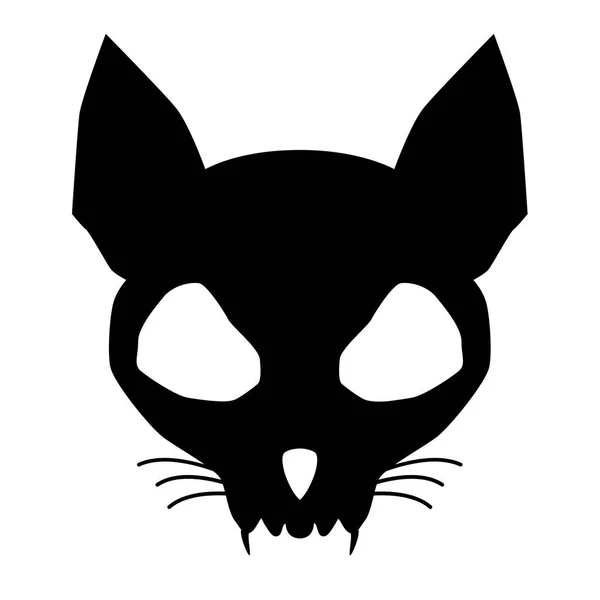 Calavera de gato blanco y negro — Vector de stock