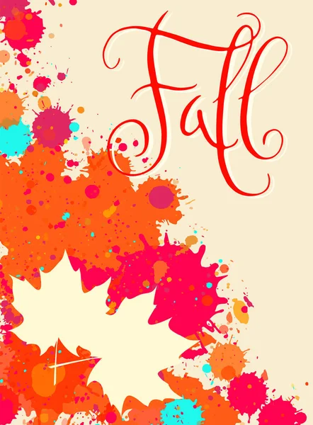 Palabra de otoño y acuarela marco de otoño — Archivo Imágenes Vectoriales