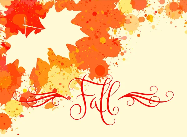 秋の単語と水彩秋フレーム — ストックベクタ