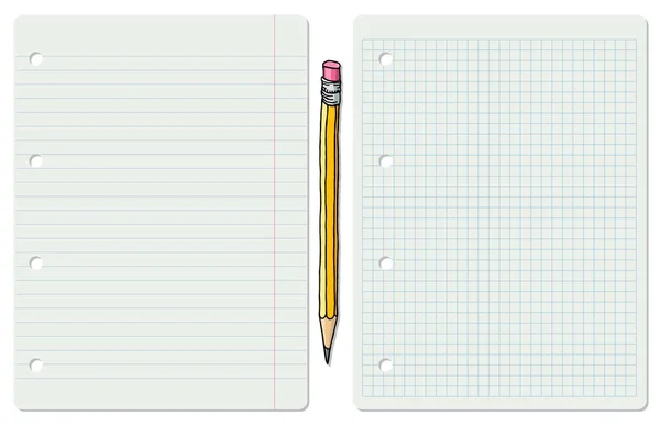 Feuilles de papier pour carnet scolaire — Image vectorielle