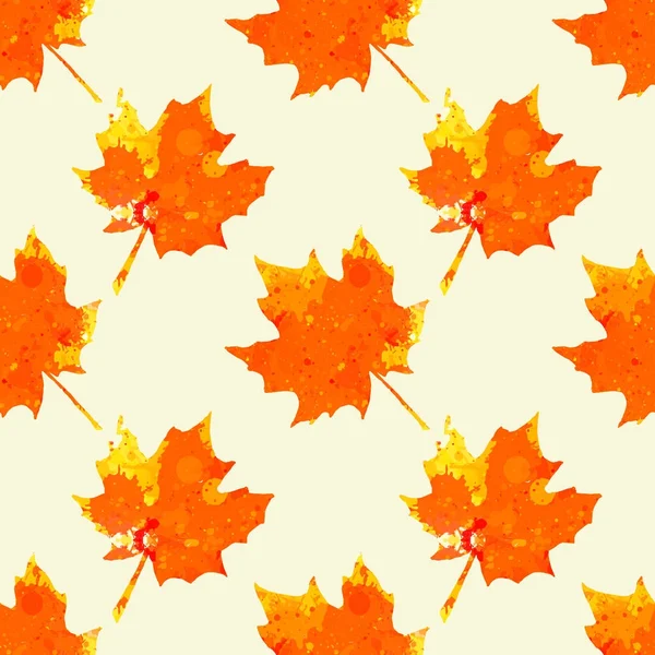 Watercolor maple leaves pattern — Stock Vector