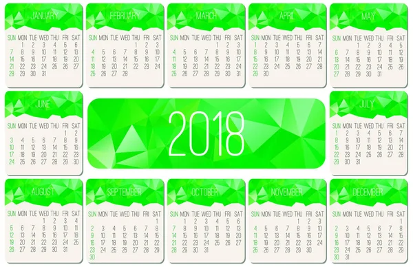 Рік 2018 місячний календар — стоковий вектор