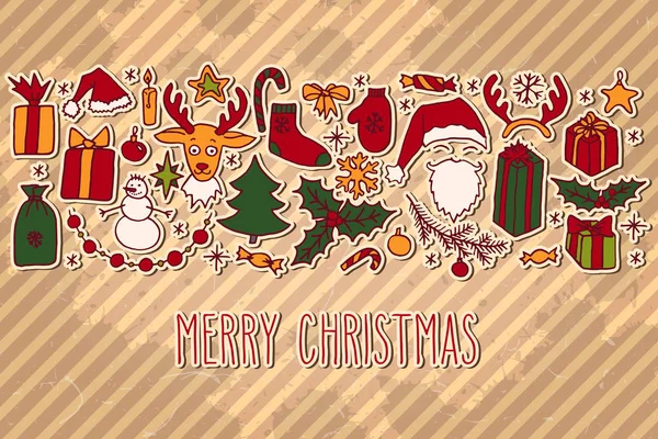 Tarjeta de felicitación de Navidad doodle — Vector de stock