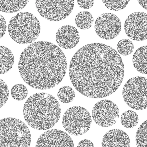 Silver glitter circles seamless pattern — Stock Vector