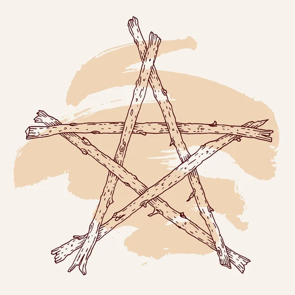 Stokken pentagram occulte symbool — Stockvector