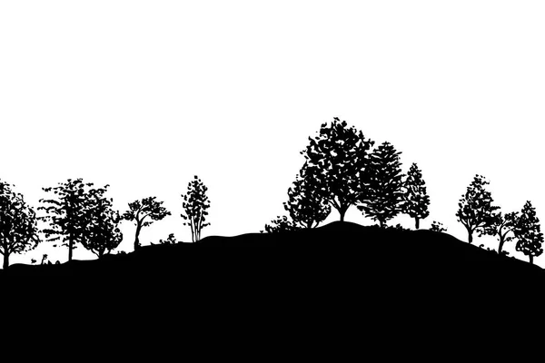 Arbres forestiers silhouettes fond — Image vectorielle