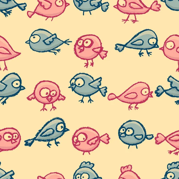 Schattige kleine vogels naadloze patroon — Stockvector