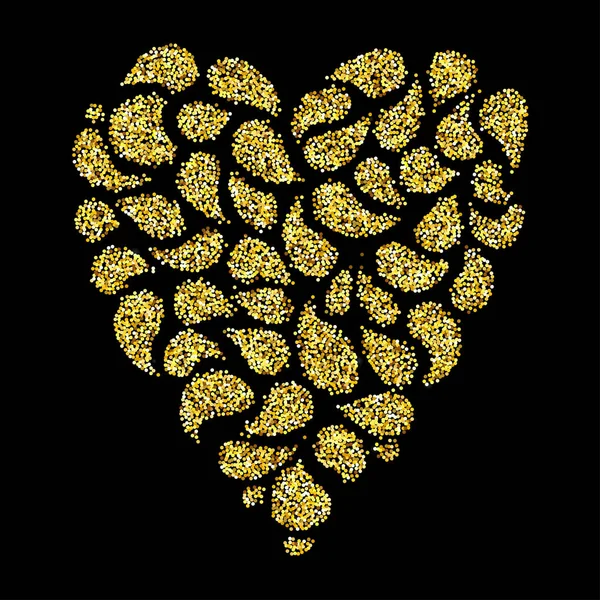 Oro glitter cuore — Vettoriale Stock