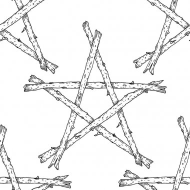 Sticks pentagram seamless pattern clipart