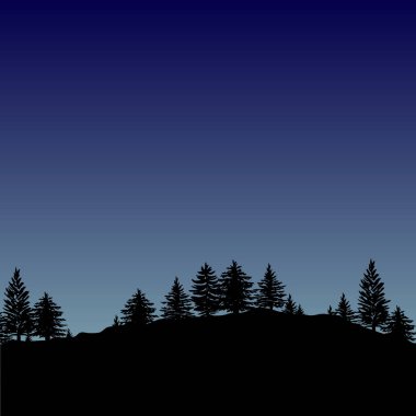 Gece Orman ağaçları siluetleri arka plan