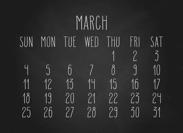 Anno 2018 Calendario di marzo — Vettoriale Stock