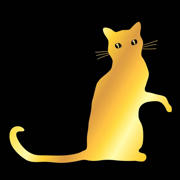 Golden Domestic Sitting Cat Pet Mascot Silhouette Icon Vector Illustration — Stock Vector