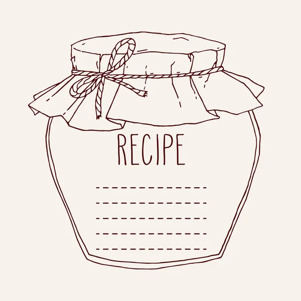 手描きジャム瓶のレシピ テンプレート — ストックベクタ