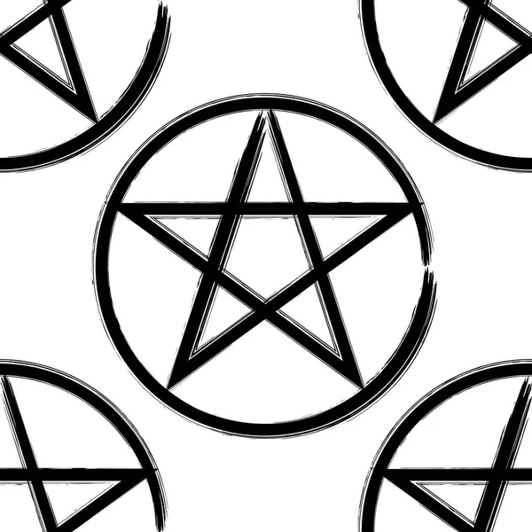 Pentagram occult symbol seamless pattern — Stock Vector