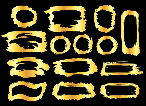 Altın boya konturları çerçeve kümesi — Stok Vektör