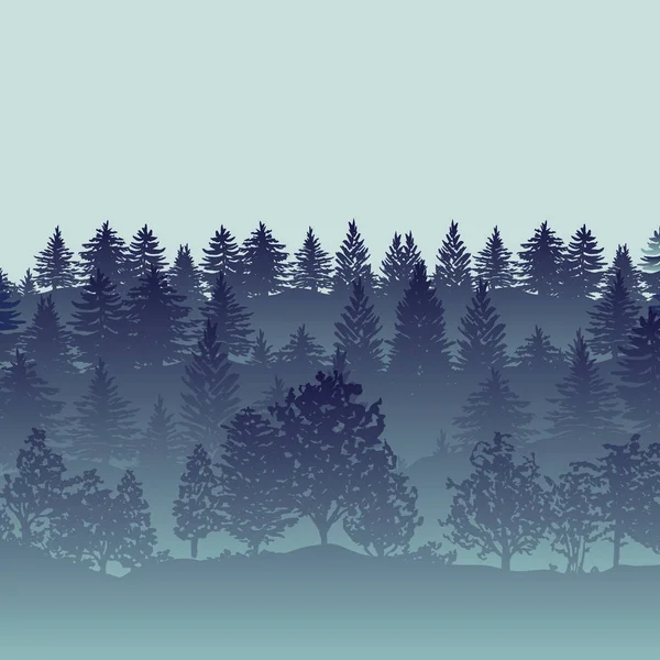 Wald Bäume Silhouetten Hintergrund — Stockvektor