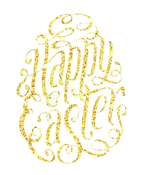 Happy Easter gold glitter greeting card — Stock Vector