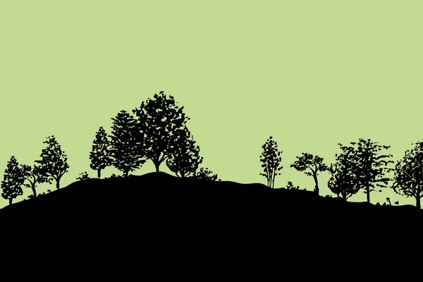 Arbres forestiers silhouettes fond — Image vectorielle