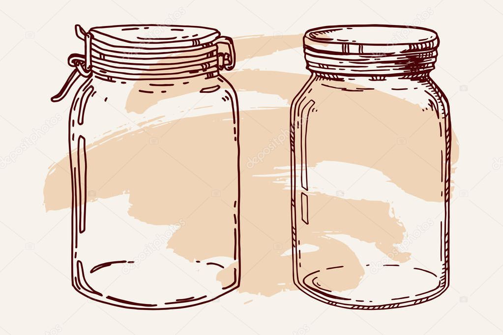 Vintage hand drawn jars