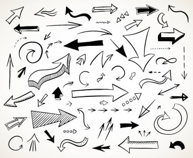 Vektör oklar çizilen seti el