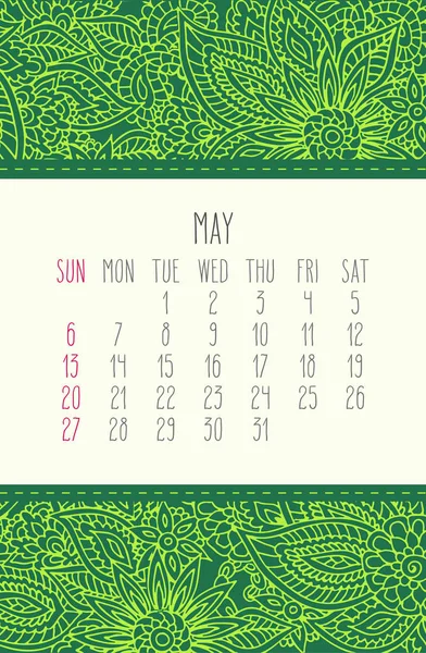 Μαΐου 2018 ημερολόγιο — Διανυσματικό Αρχείο