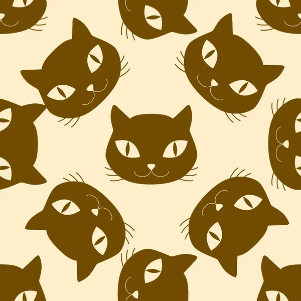 Cat heads seamless pattern — Stock Vector