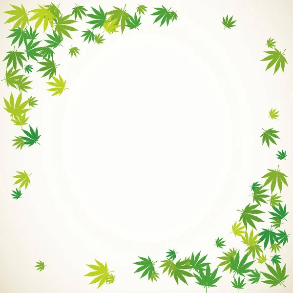 Handritad marijuana bladen ram bakgrunden — Stock vektor