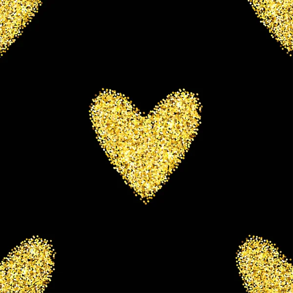 Gold glitter heart seamless pattern — Stock Vector
