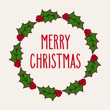 Noel selamları Holly çelengi karalayın