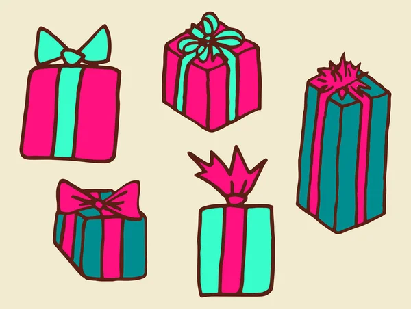 Cadeaux de Noël éléments de conception ensemble — Image vectorielle