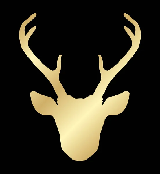 Hand drawn deer head golden silhouette — Stock Vector