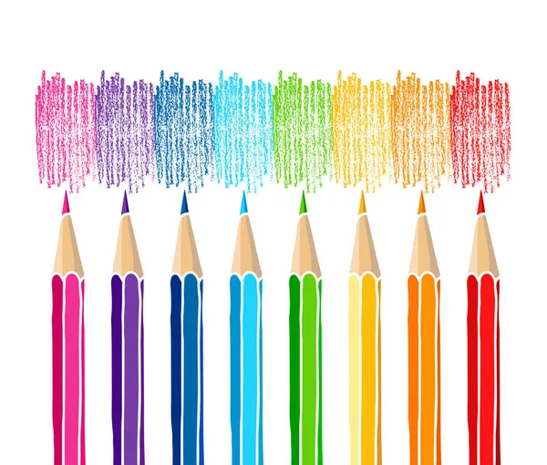 Illustration crayons de couleur et marques d'écoutille — Image vectorielle