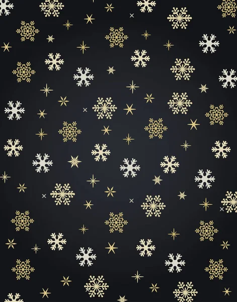 Flocos de neve dourados Natal vetor fundo ilustração — Vetor de Stock
