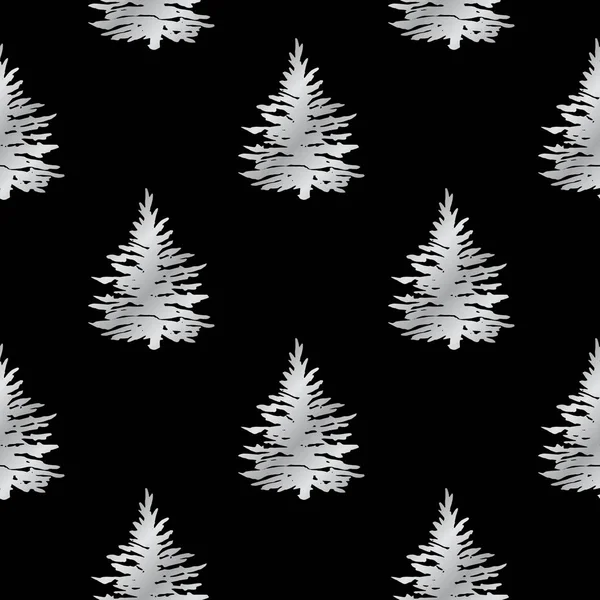 Silhouettes d'arbres forestiers motif sans couture — Image vectorielle