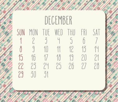 Aralık 2019 Aylık Takvim