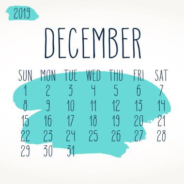 Aralık 2019 Boya Vuruşu Aylık Takvimi