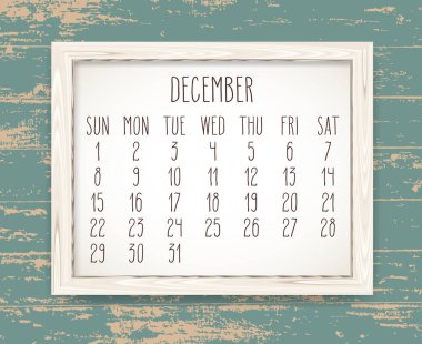 Aralık 2019 Aylık Takvim