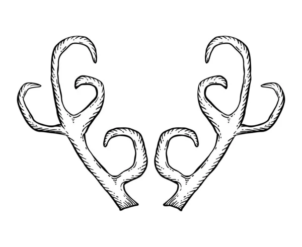 Corna di cervo disegnate a mano — Vettoriale Stock