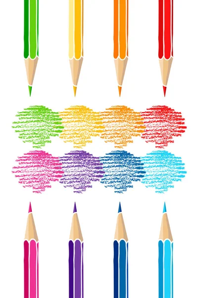 Colored pencils and hatch marks illustration — Stock Vector