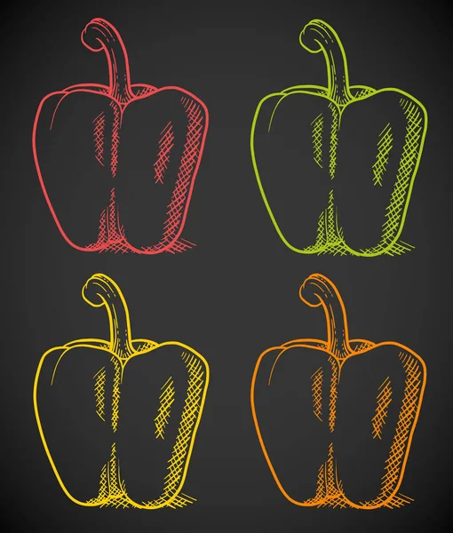 Sweet peppers gambar sayuran ditetapkan - Stok Vektor