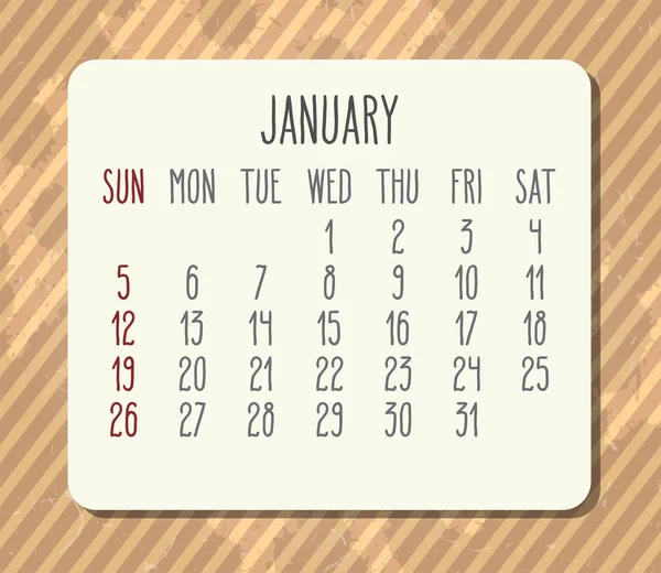 Leden rok 2020 měsíční ročník hnědý kalendář — Stockový vektor